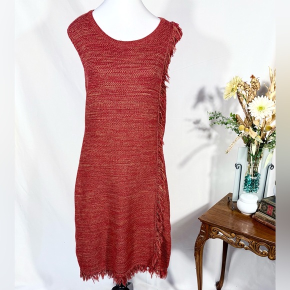 Holding Horses (Anthropologie) Sleeveless Fringe Knit Midi Sweater Dress – XL 💛 - Picture 9 of 9
